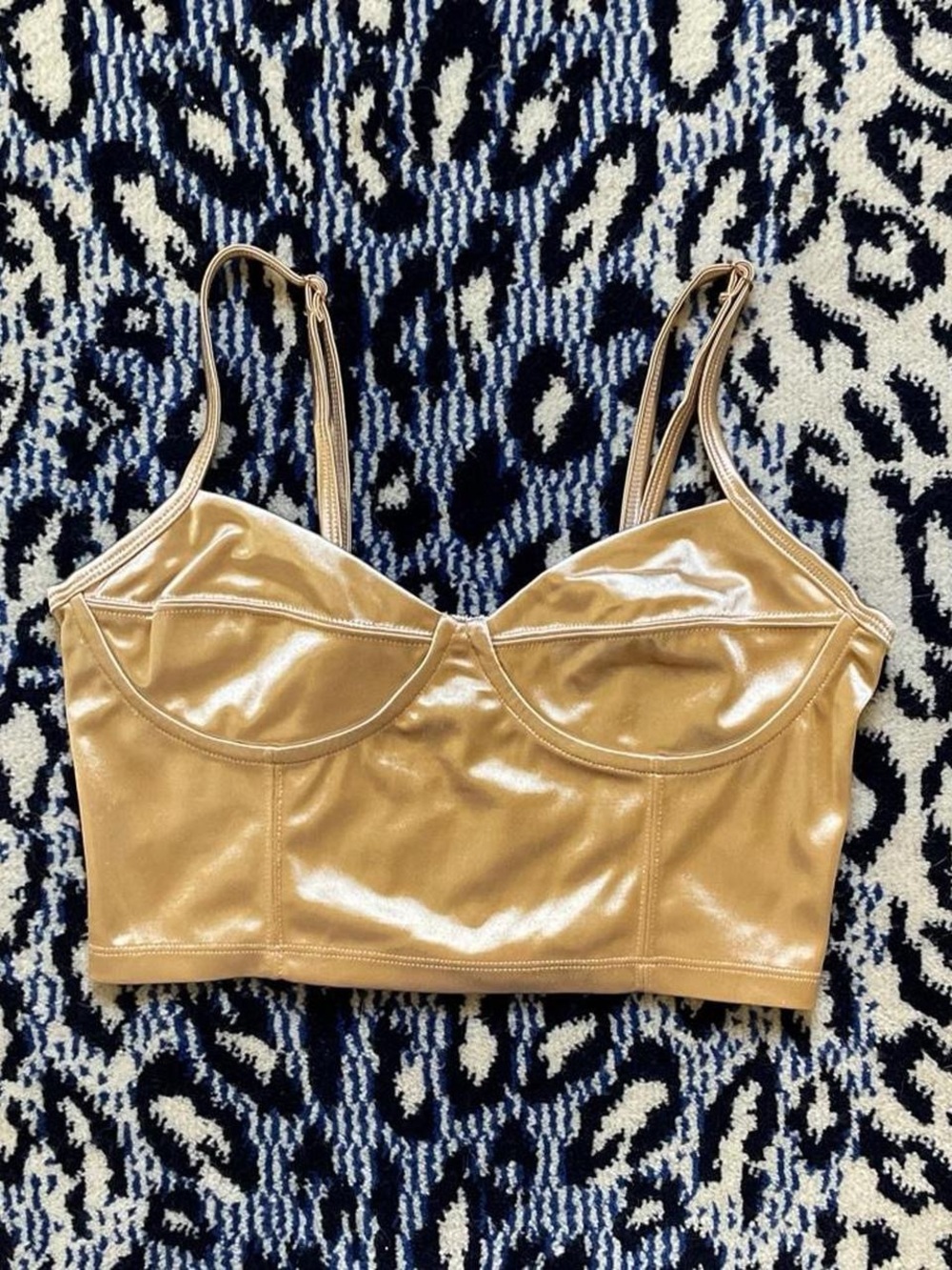 Free People Metallic Champagne Longline Crop Cami